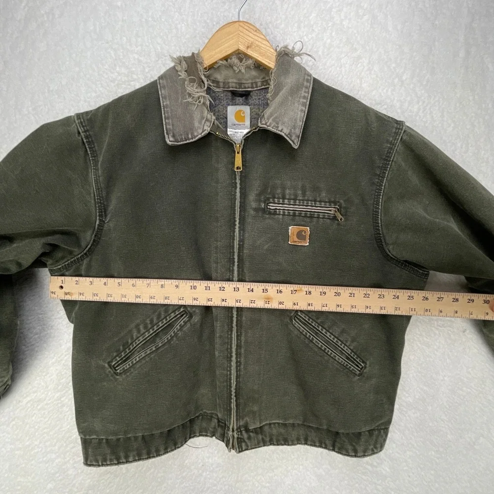 Carhartt Detroit Jacket Blanket Lined Mens XL J97 MOS Moss Green‎ Thrashing